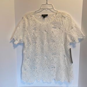 G Collection Women's  Large Sheer top Embroidered Cut out